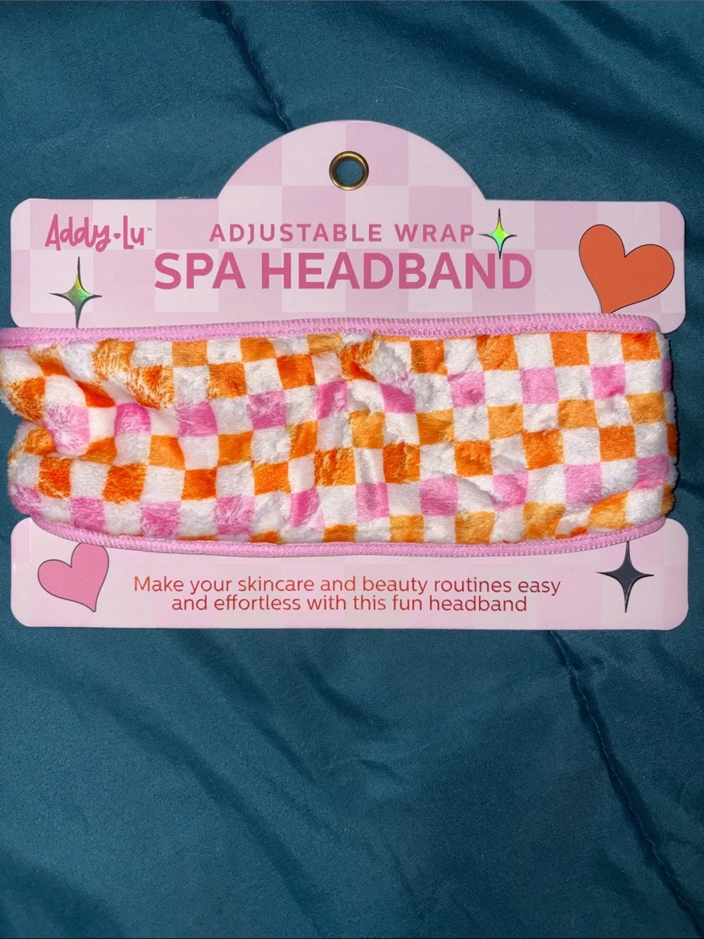 Orange & Pink Checkered Adjustable Spa Headband